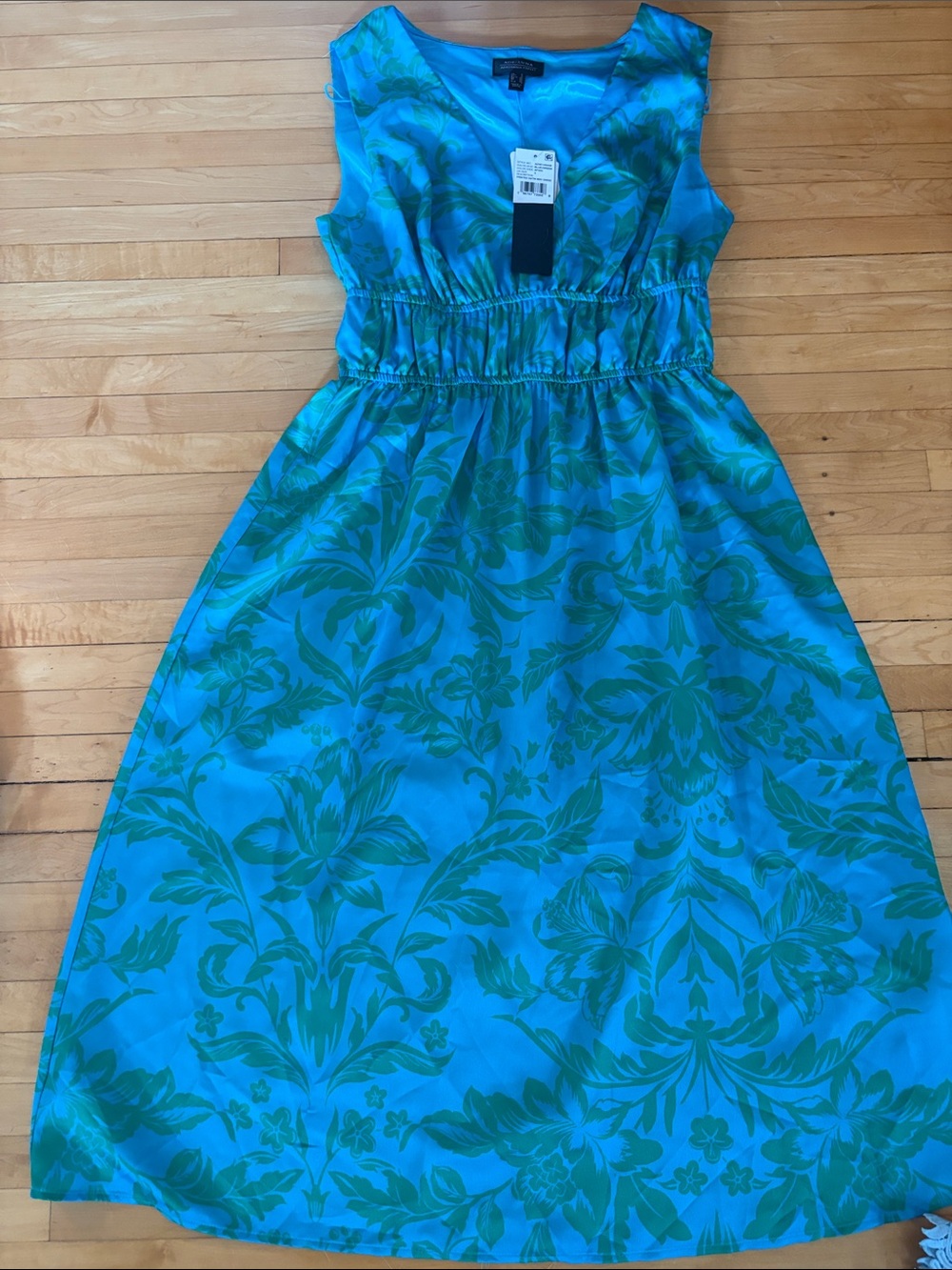 NWT Adrianna Papell Blue & Green Floral Sleeveless Midi Dress